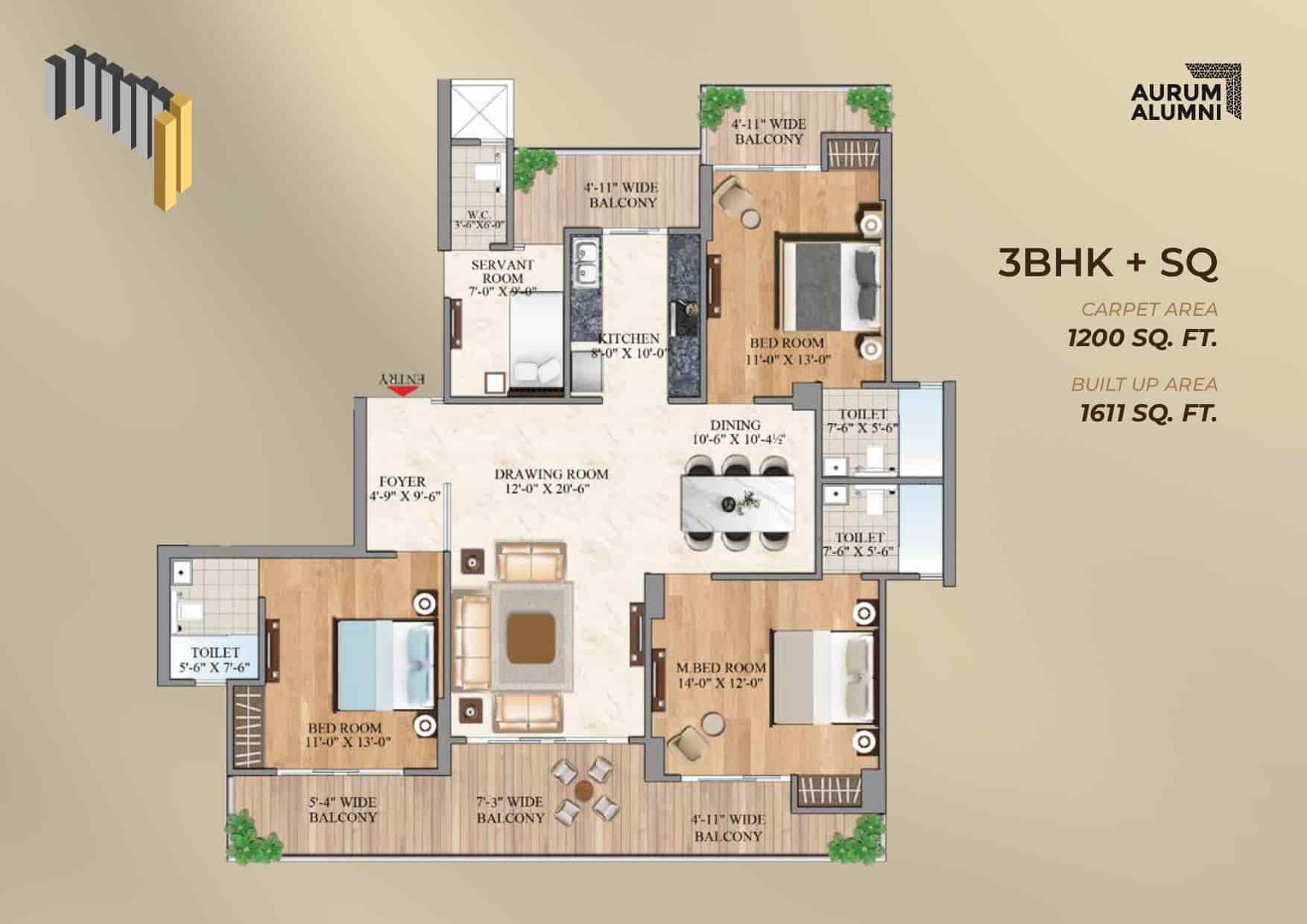 3 BHK Type 1